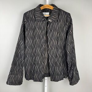 Beluva San Francisco Tapestry‎ Jacket Womens Large Chenille Artsy Black Tan